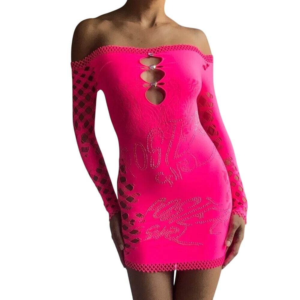 Poster Girl Women's Coco Dress Long Sleeve in Shocking Pink One Size NWOT